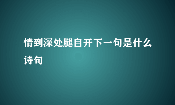 情到深处腿自开下一句是什么诗句