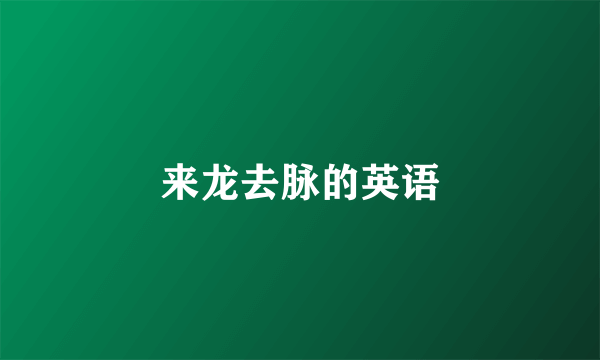 来龙去脉的英语