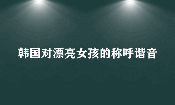 韩国对漂亮女孩的称呼谐音