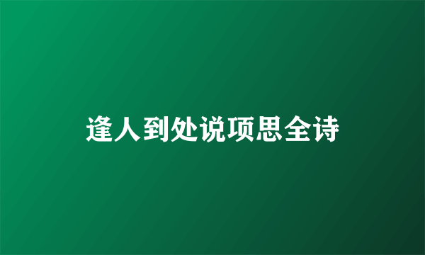逢人到处说项思全诗