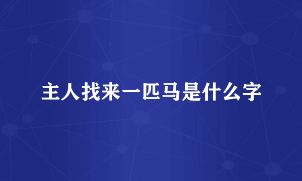 主人找来一匹马是什么字