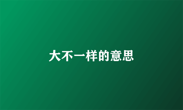 大不一样的意思
