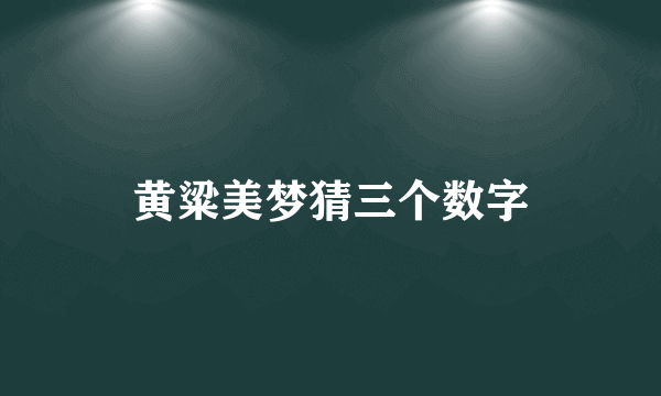 黄粱美梦猜三个数字
