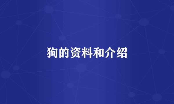 狗的资料和介绍
