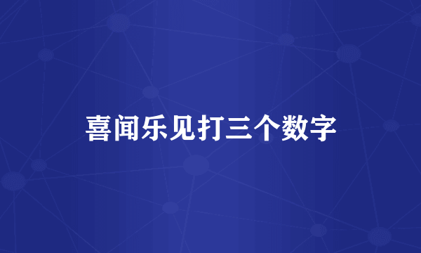 喜闻乐见打三个数字