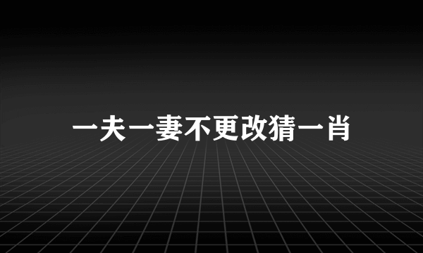 一夫一妻不更改猜一肖