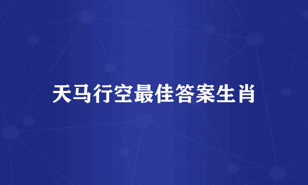 天马行空最佳答案生肖