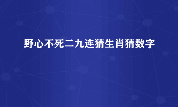 野心不死二九连猜生肖猜数字