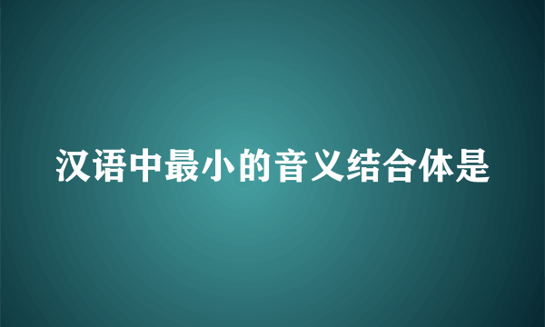 汉语中最小的音义结合体是