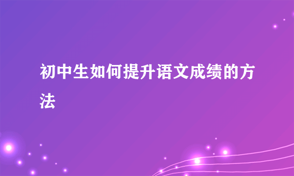 初中生如何提升语文成绩的方法