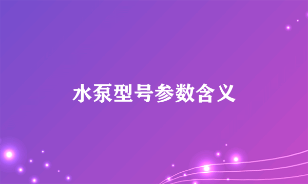 水泵型号参数含义
