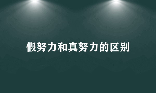 假努力和真努力的区别