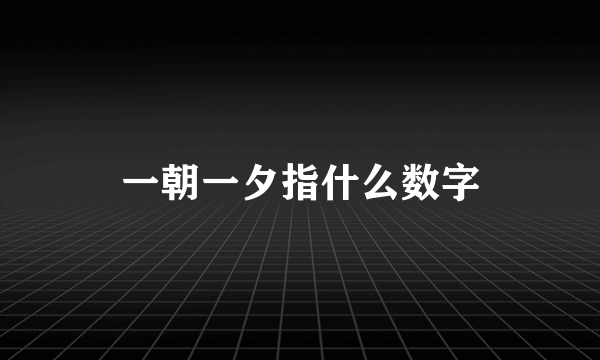 一朝一夕指什么数字