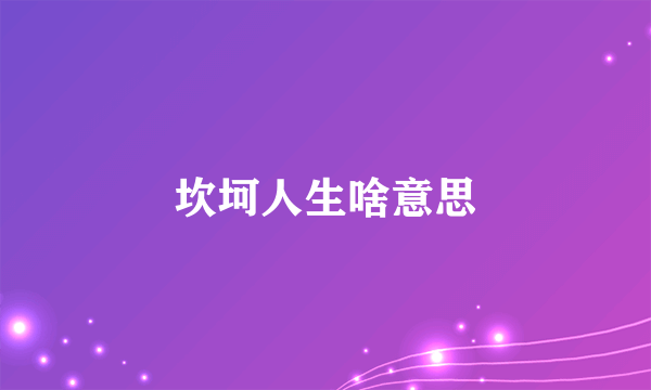 坎坷人生啥意思
