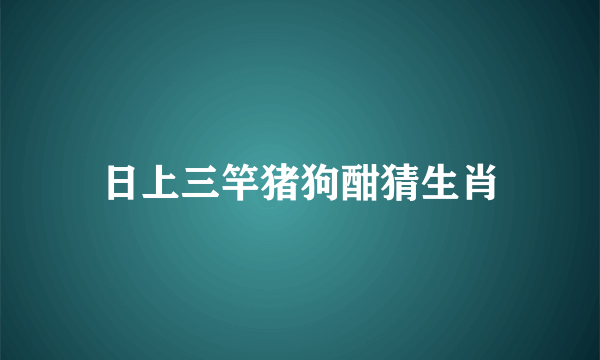 日上三竿猪狗酣猜生肖