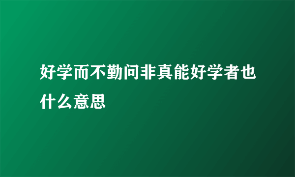 好学而不勤问非真能好学者也什么意思
