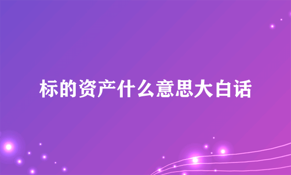 标的资产什么意思大白话