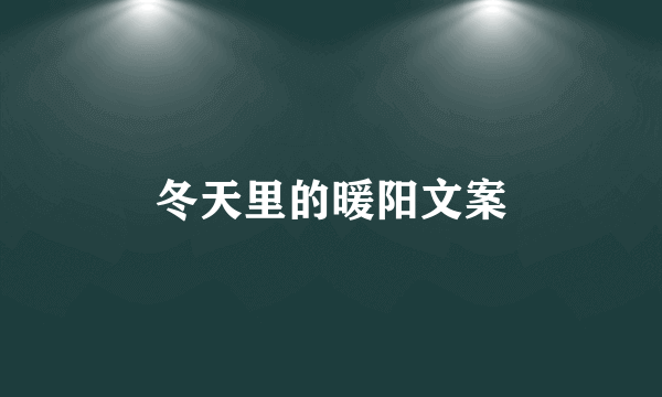 冬天里的暖阳文案