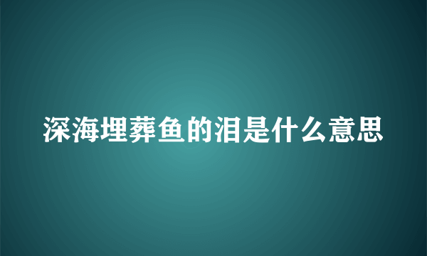 深海埋葬鱼的泪是什么意思