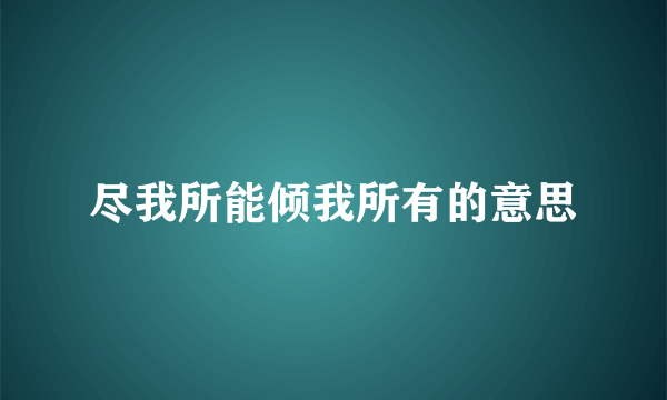尽我所能倾我所有的意思