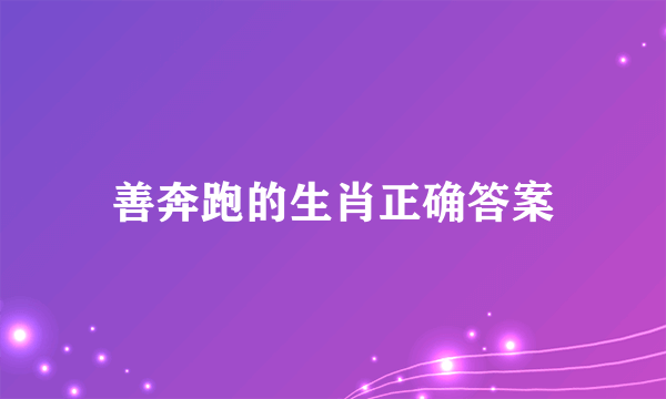 善奔跑的生肖正确答案