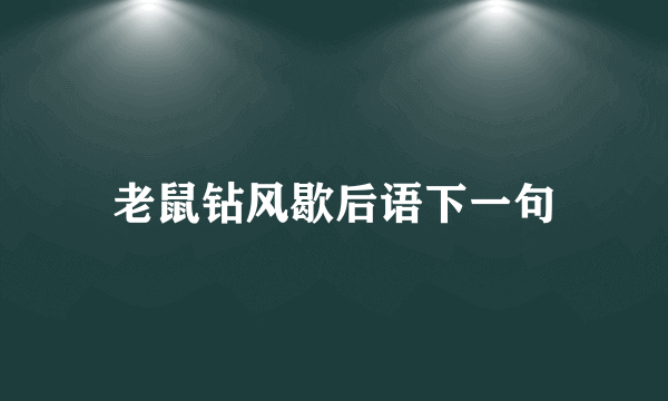 老鼠钻风歇后语下一句