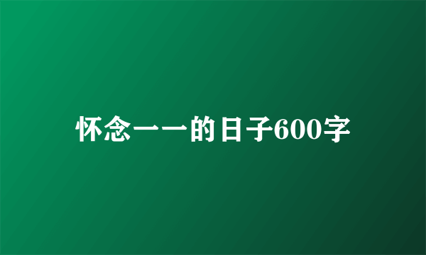 怀念一一的日子600字