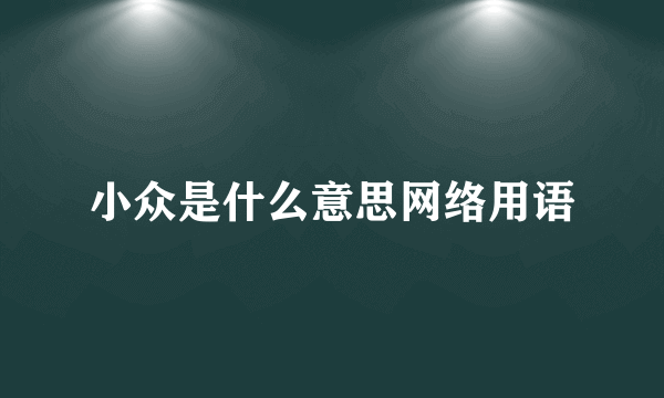小众是什么意思网络用语