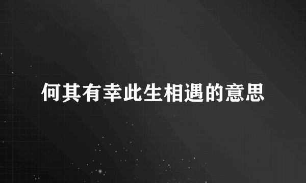 何其有幸此生相遇的意思