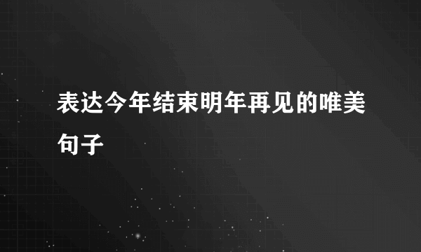 表达今年结束明年再见的唯美句子