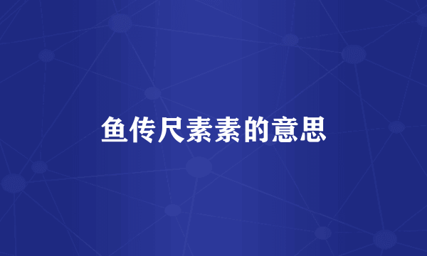 鱼传尺素素的意思
