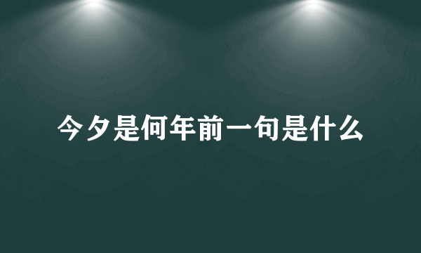 今夕是何年前一句是什么