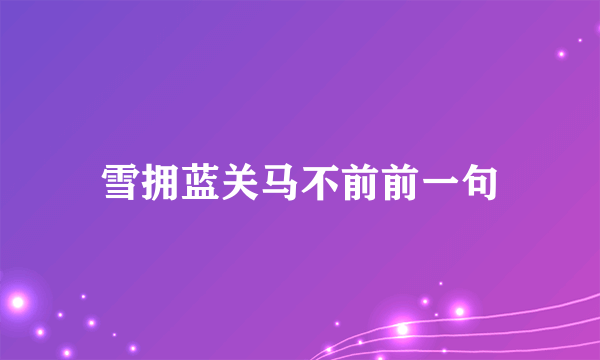 雪拥蓝关马不前前一句