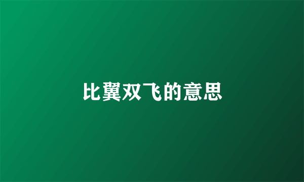 比翼双飞的意思