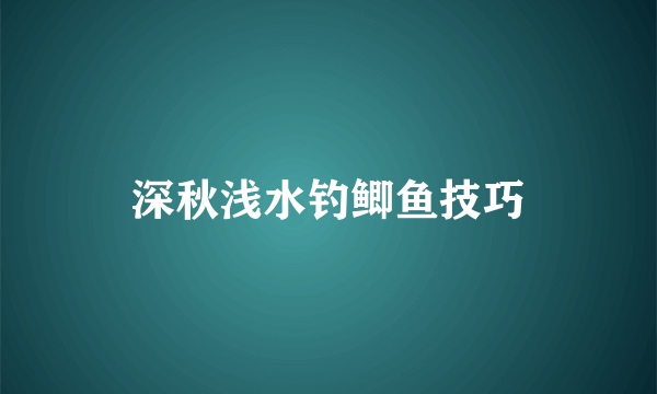 深秋浅水钓鲫鱼技巧