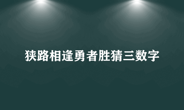 狭路相逢勇者胜猜三数字