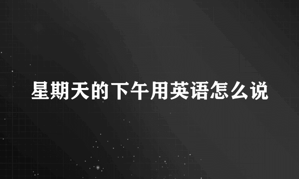 星期天的下午用英语怎么说