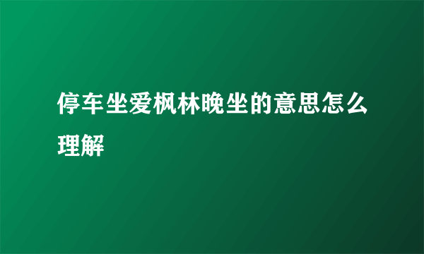停车坐爱枫林晚坐的意思怎么理解