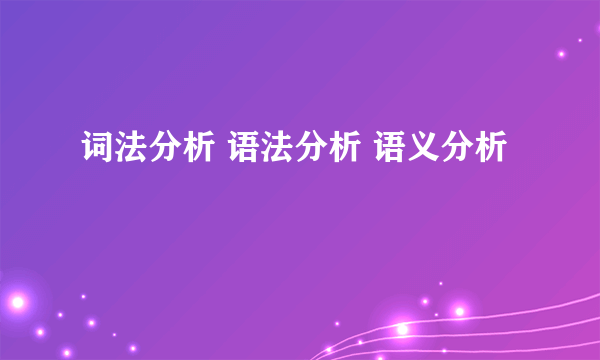 词法分析 语法分析 语义分析
