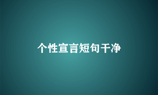 个性宣言短句干净