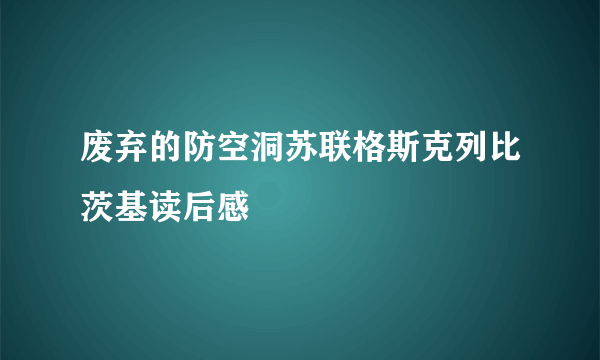 废弃的防空洞苏联格斯克列比茨基读后感