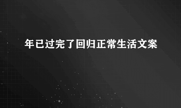 年已过完了回归正常生活文案