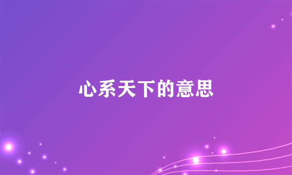 心系天下的意思