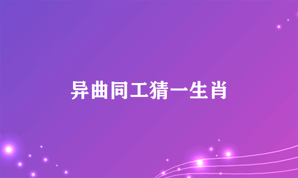 异曲同工猜一生肖