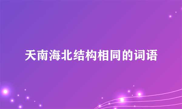 天南海北结构相同的词语