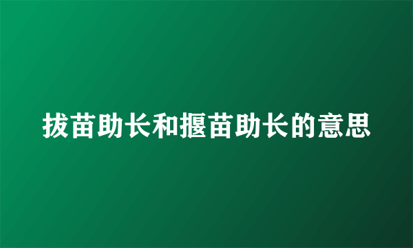 拔苗助长和揠苗助长的意思