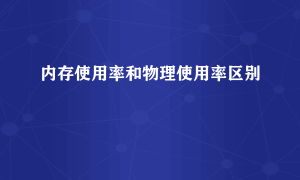 内存使用率和物理使用率区别