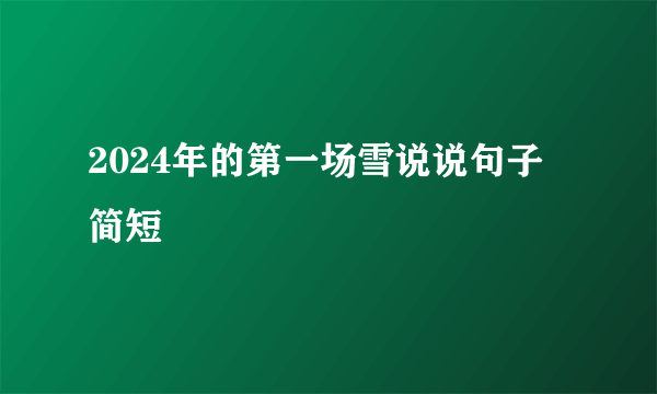 2024年的第一场雪说说句子简短