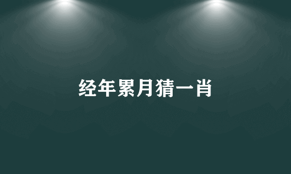 经年累月猜一肖