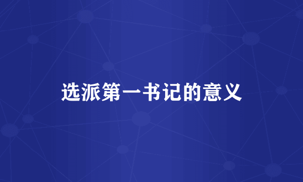 选派第一书记的意义